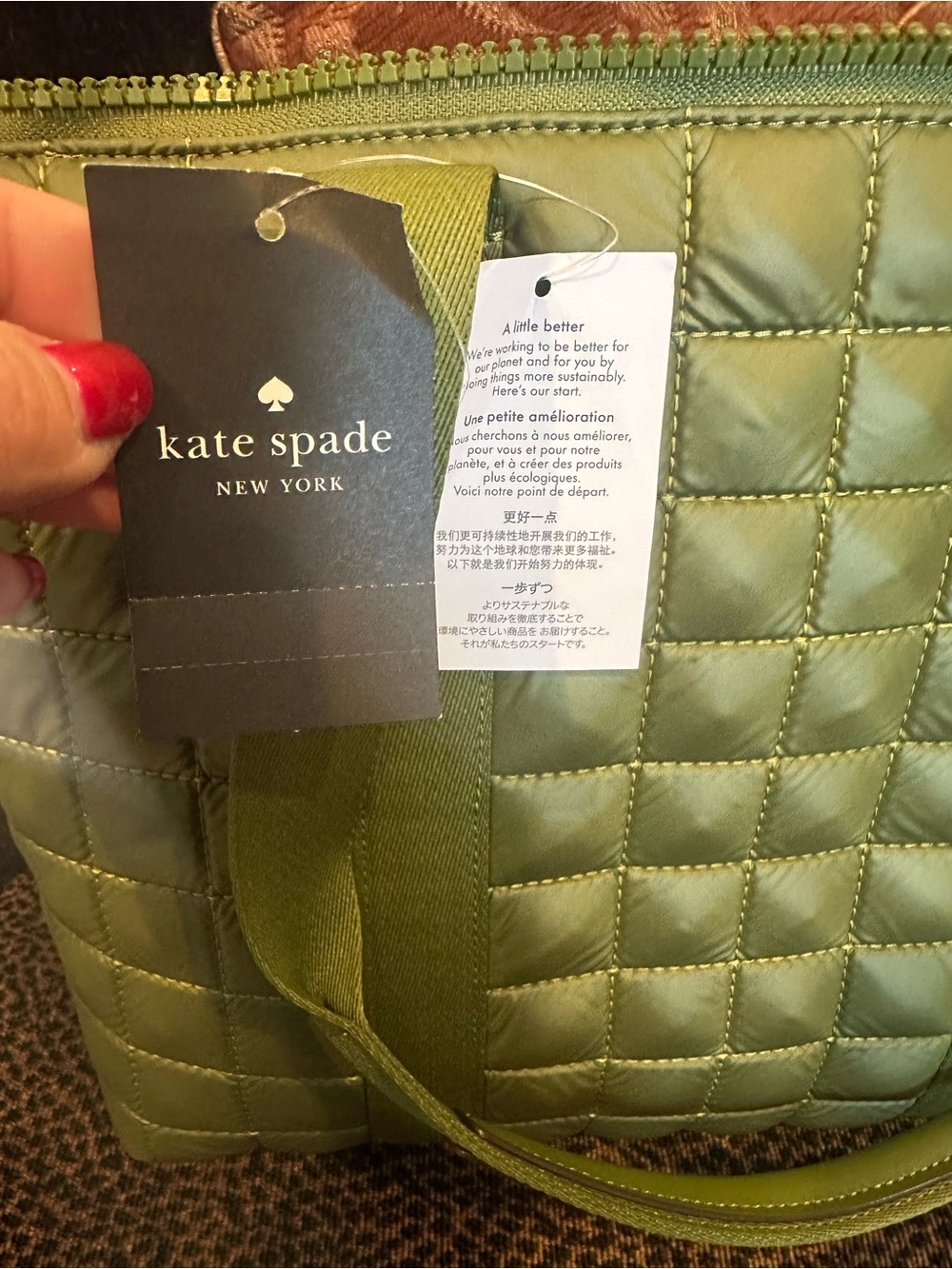 NWT Kate Spade Camden Tote in Kelp Forest Green Gorgeous Quilted Bag - Picture 10 of 16
